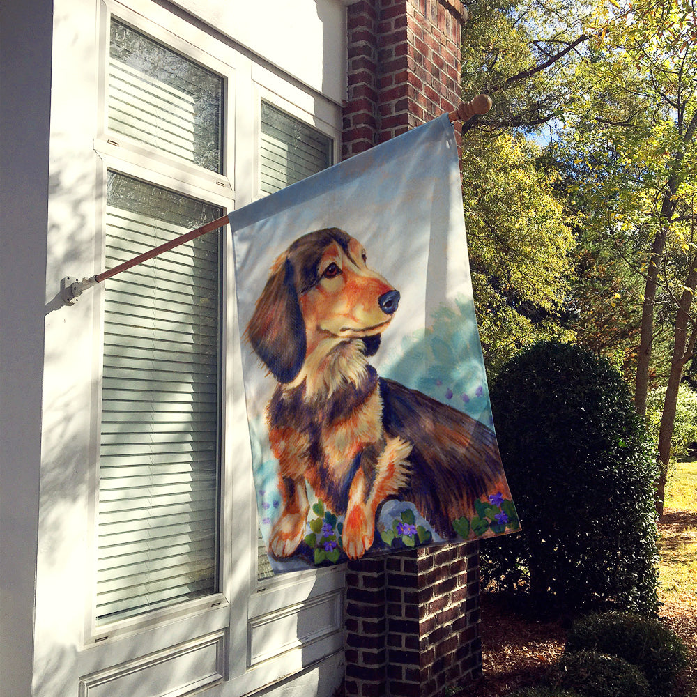Dachshund chocolate and tan Long Haired Flag Canvas House Size  the-store.com.