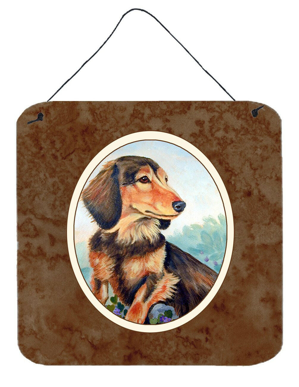 Long Hair Chocolate and Cream Dachshund Wall or Door Hanging Prints 7023DS66 by Caroline&#39;s Treasures