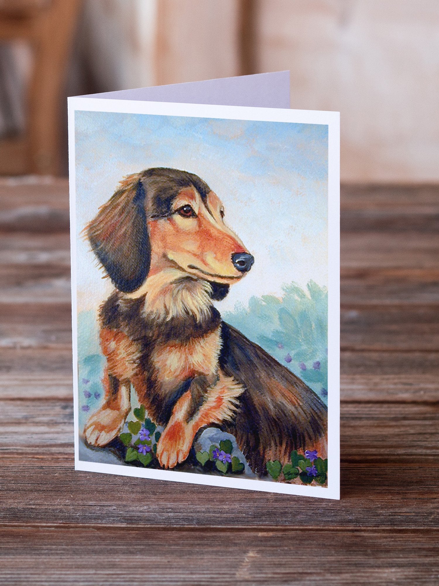 Long Hair Chocolate and Cream Dachshund Greeting Cards and Envelopes Pack of 8 - the-store.com