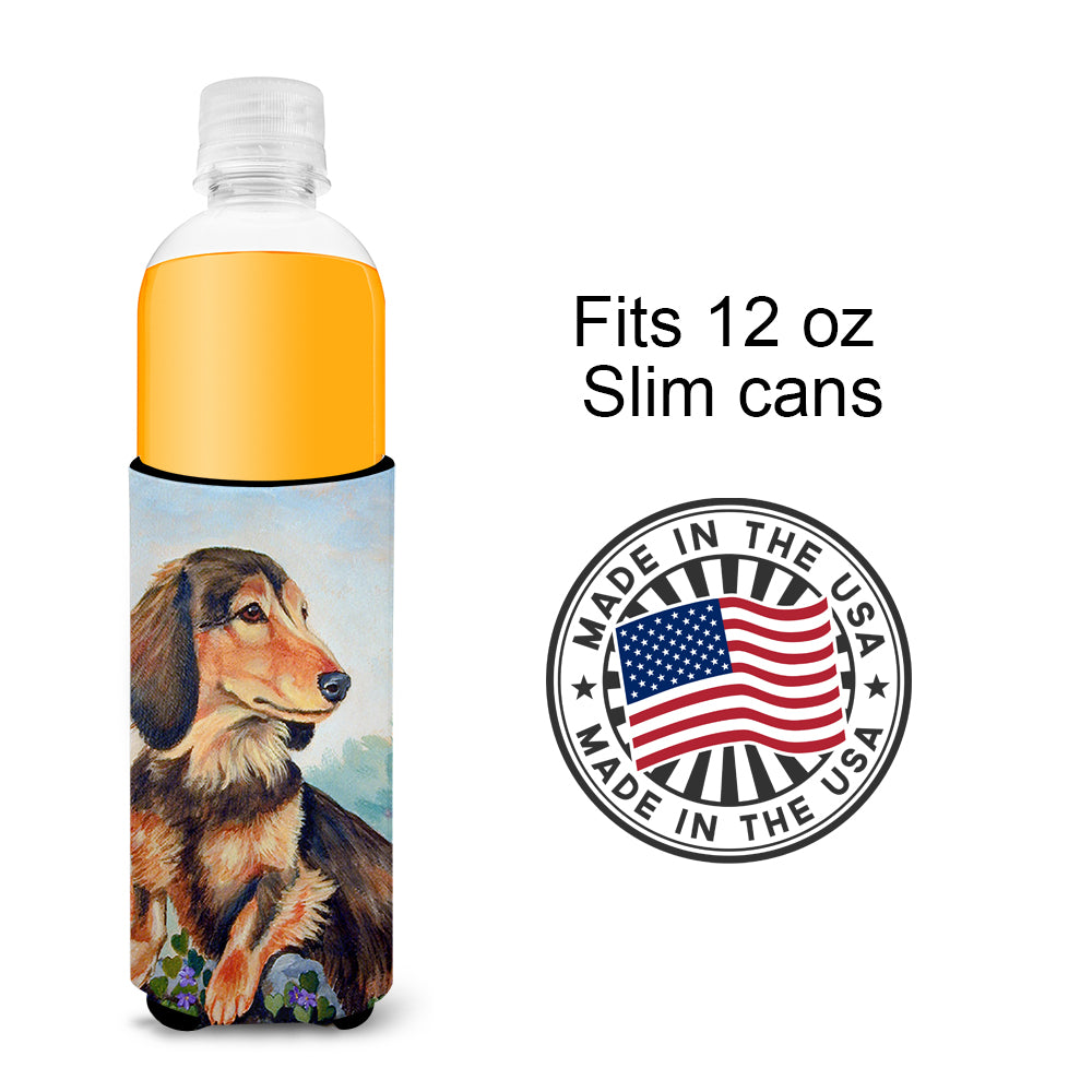 Long Hair Chocolate and Cream Dachshund Ultra Beverage Insulators for slim cans 7023MUK.