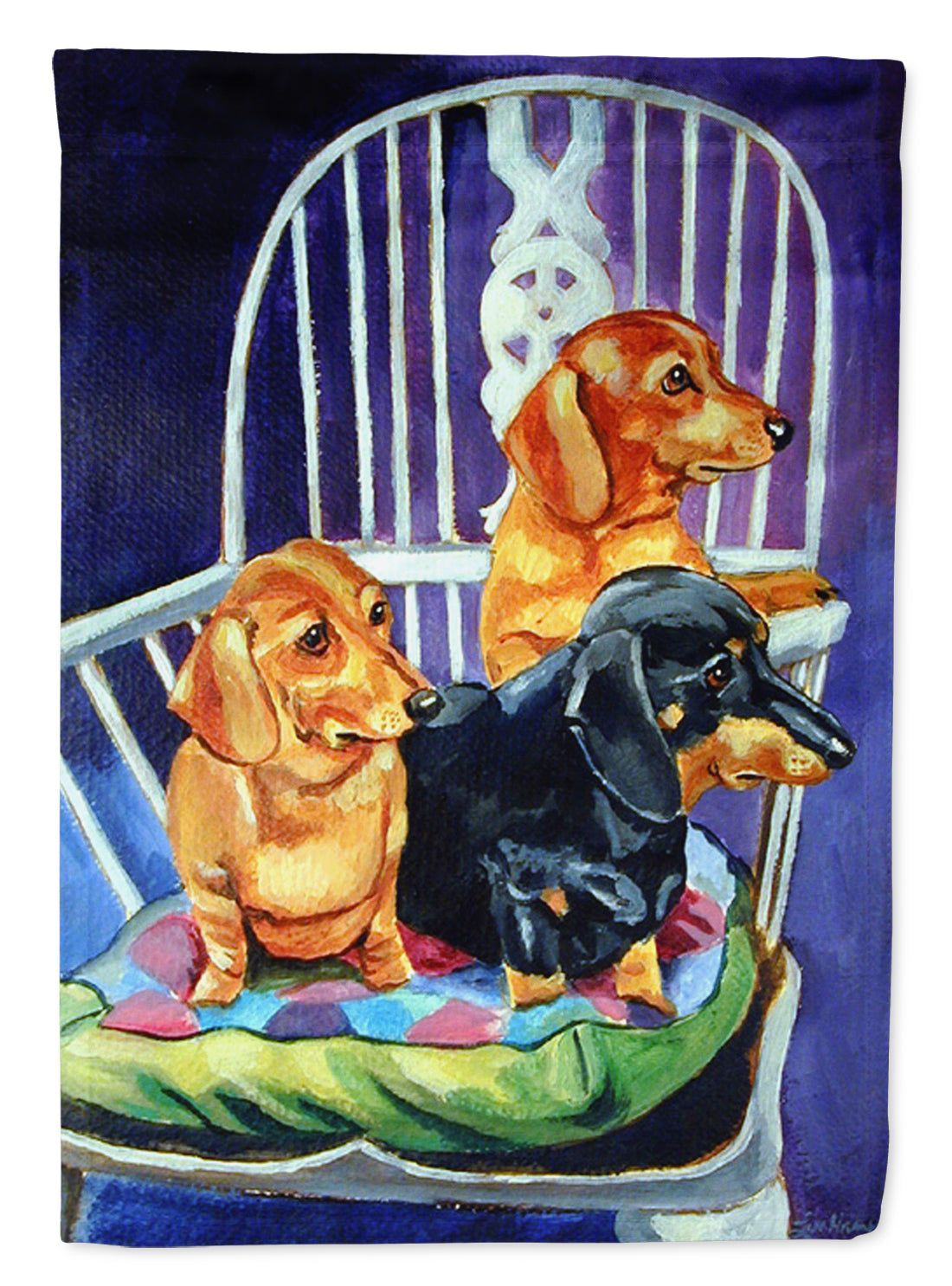 Dachshunds Two Red and a Black and Tan Flag Canvas House Size  the-store.com.
