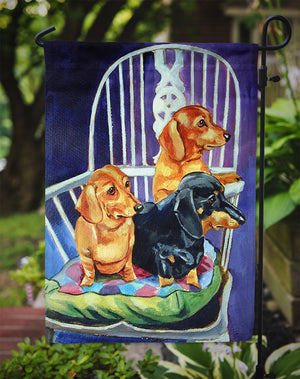 Dachshunds Two Red and a Black and Tan Flag Garden Size