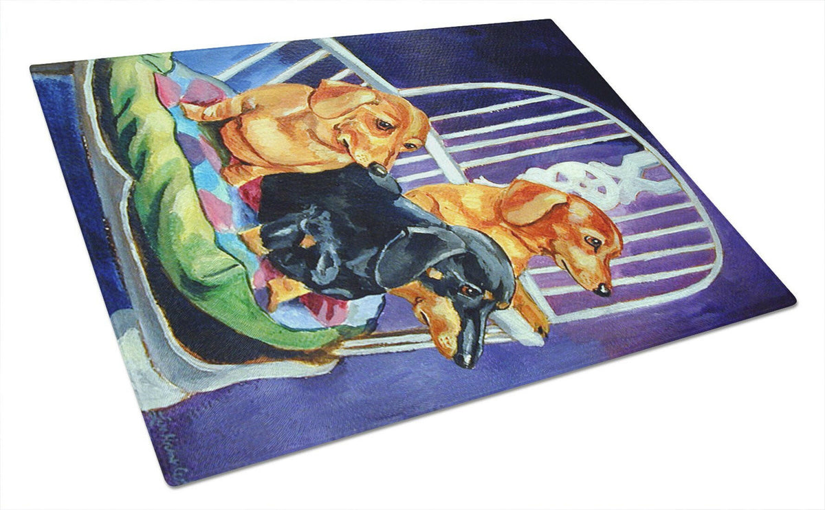 Dachshunds Two Red and a Black and Tan Glass Cutting Board Large by Caroline&#39;s Treasures