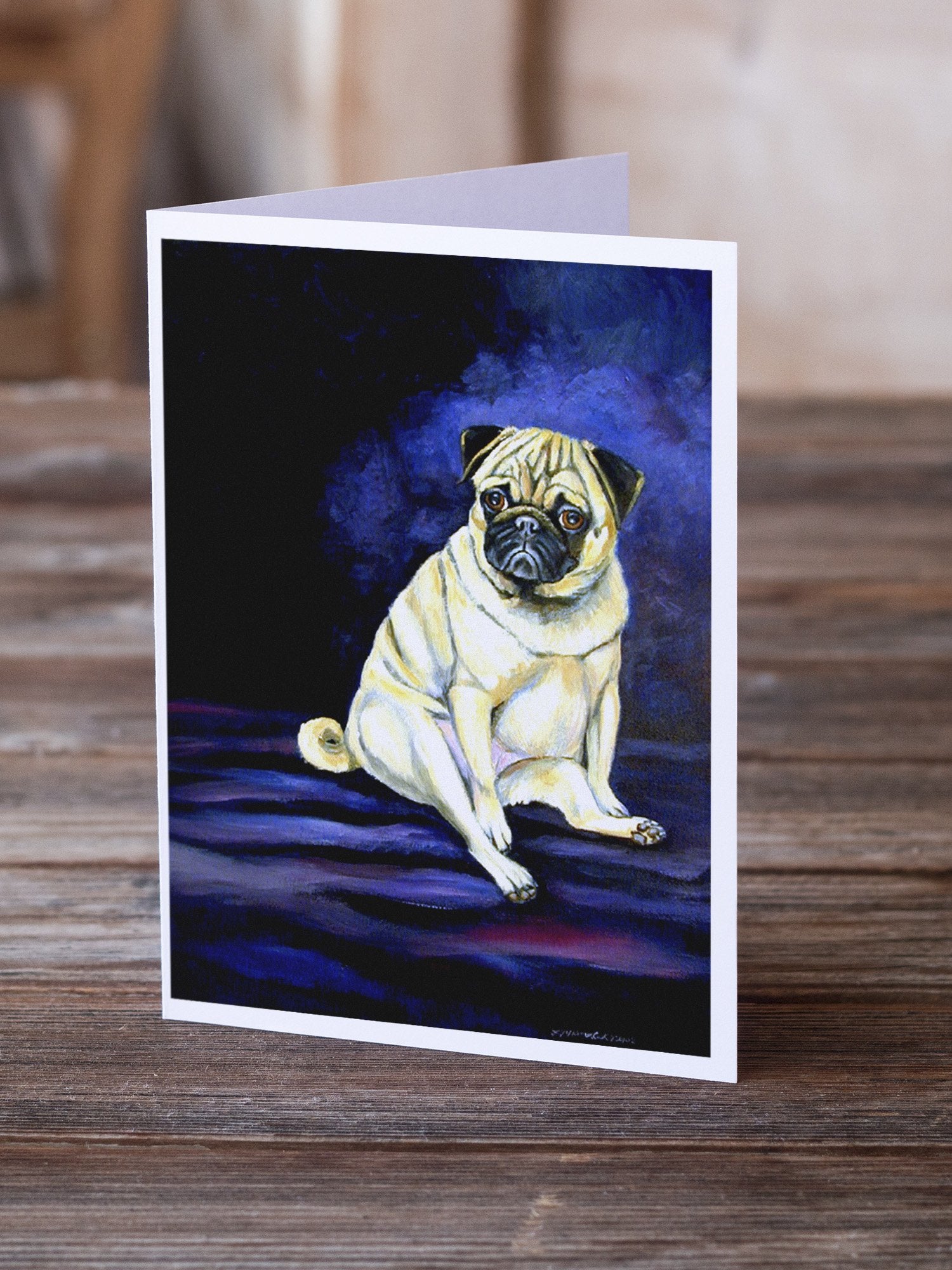 Fawn Pug Penny for your thoughts Greeting Cards and Envelopes Pack of 8 - the-store.com