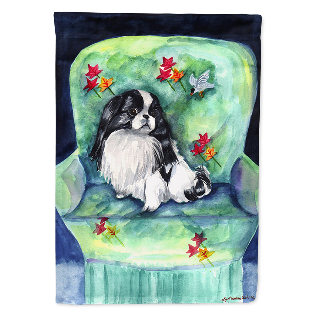 Japanese Chin in Momma&#39;s Chair Flag Canvas House Size