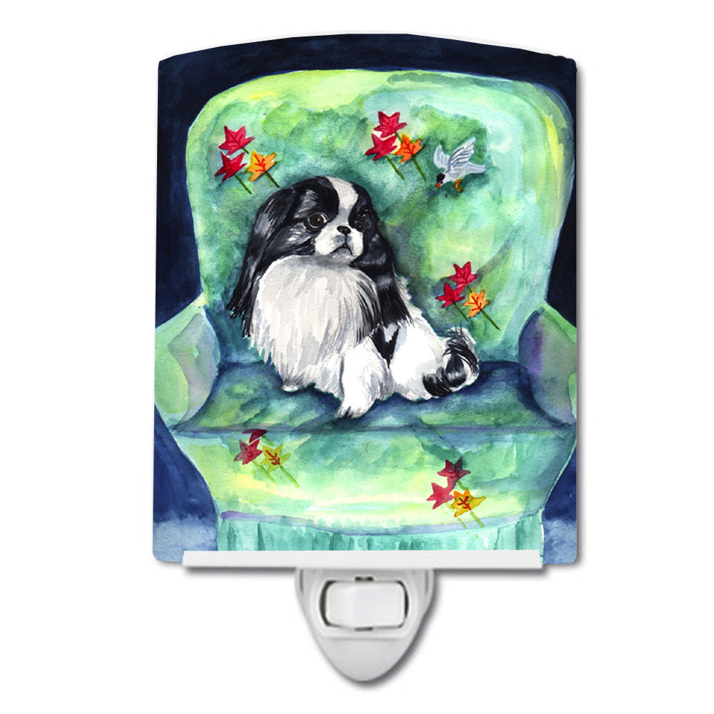 Japanese Chin in Momma&#39;s Chair Ceramic Night Light 7034CNL - the-store.com