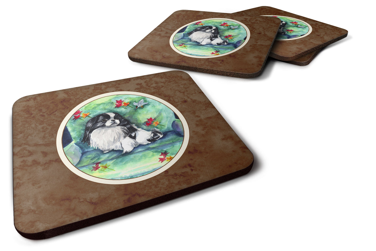 Japanese Chin in Momma&#39;s Chair Foam Coaster Set of 4 7034FC - the-store.com