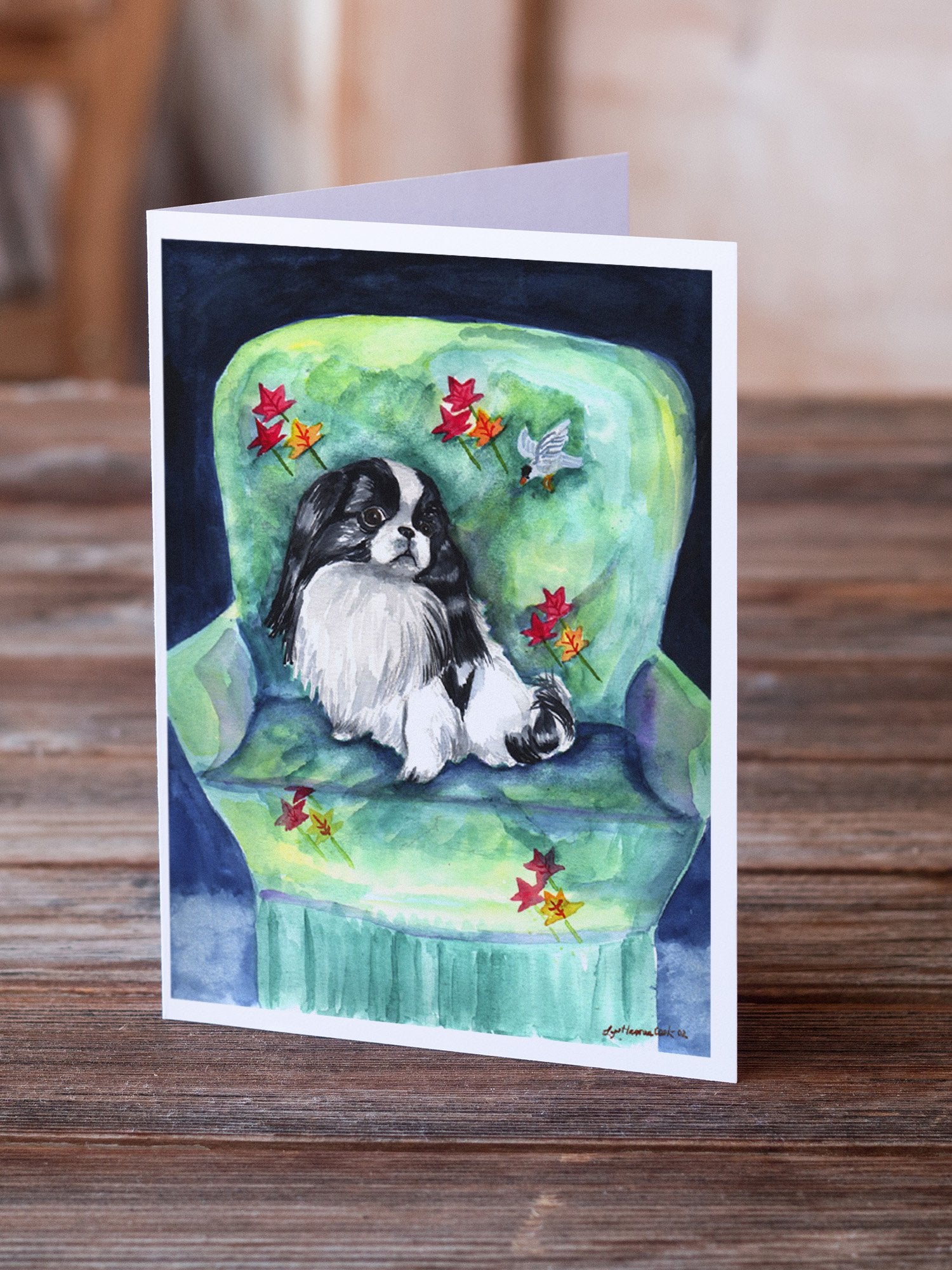 Japanese Chin in Momma's Chair Greeting Cards and Envelopes Pack of 8 - the-store.com