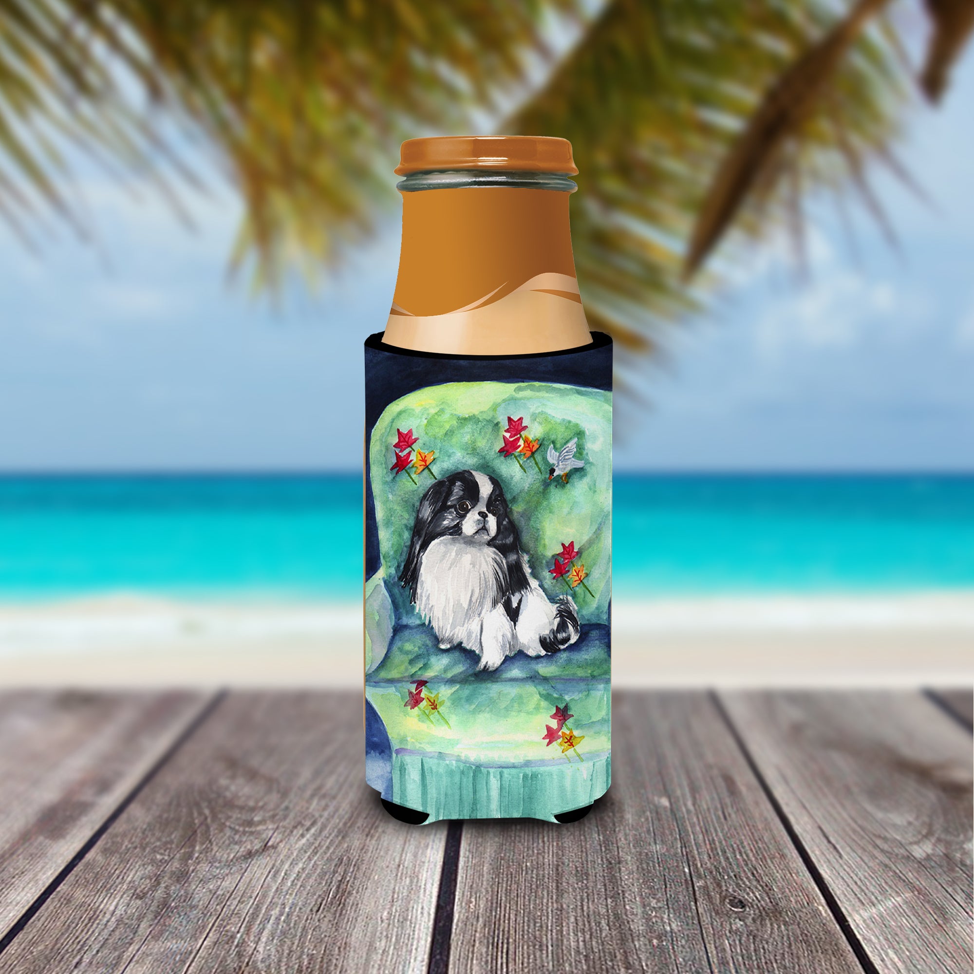 Japanese Chin in Momma's Chair Ultra Beverage Insulators for slim cans 7034MUK.
