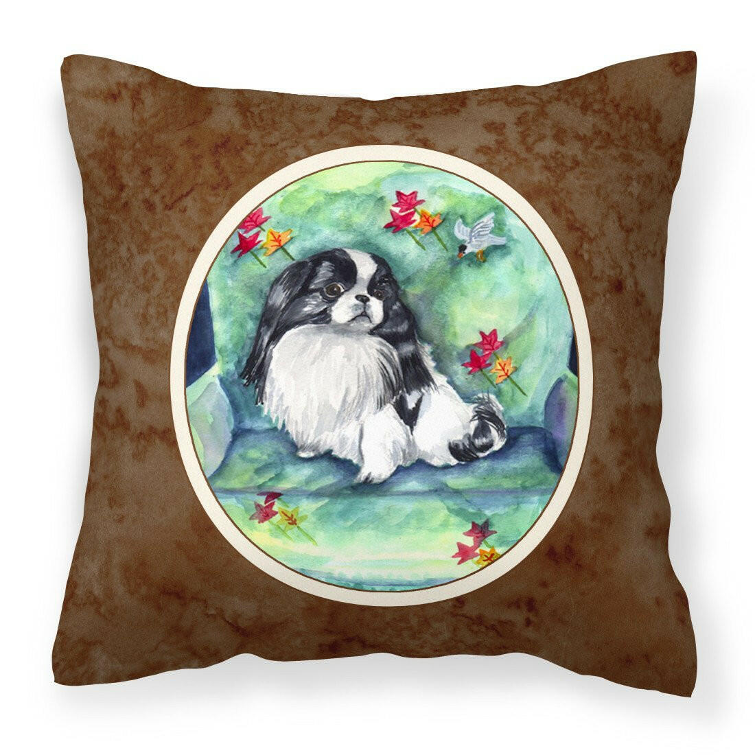 Japanese Chin in Momma's Chair Fabric Decorative Pillow 7034PW1414 - the-store.com