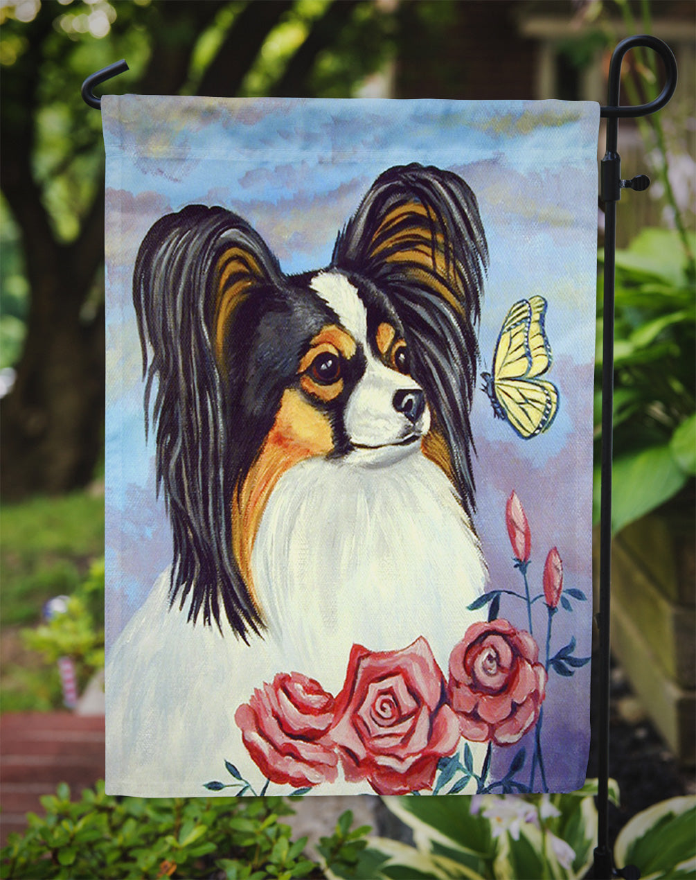Papillon with Butterfly Flag Garden Size.