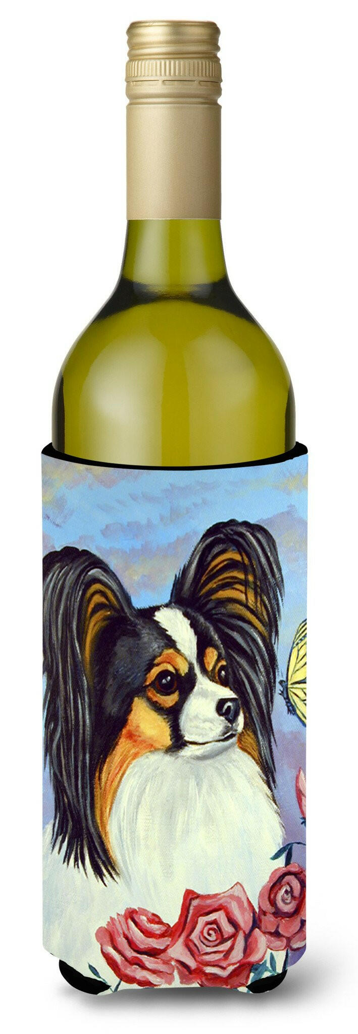Papillon Yellow Butterfly Wine Bottle Beverage Insulator Beverage Insulator Hugger by Caroline&#39;s Treasures
