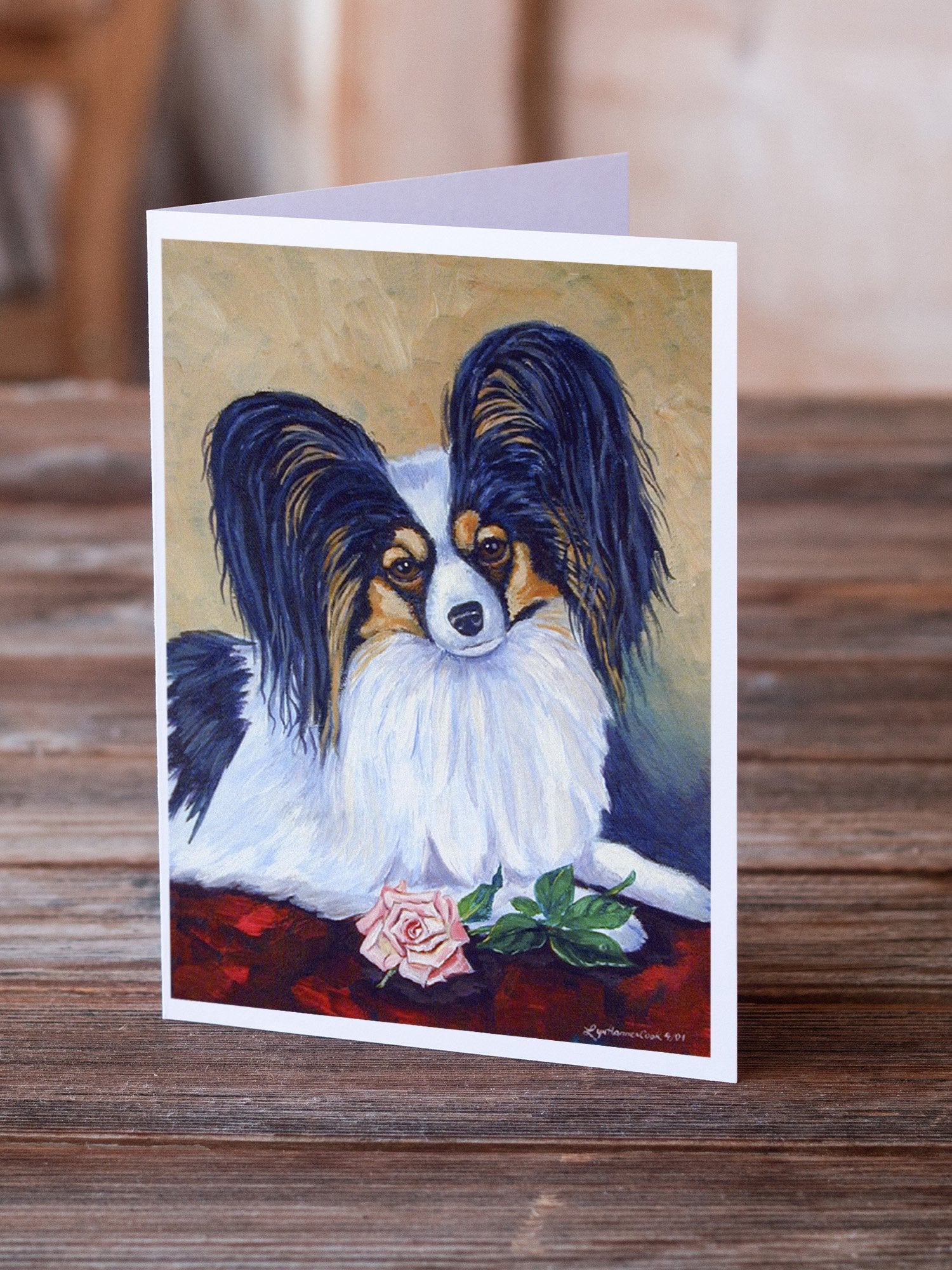 Papillon A Rose for you Greeting Cards and Envelopes Pack of 8 - the-store.com