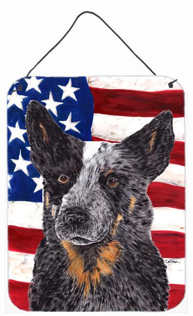 USA American Flag with Australian Cattle Dog Wall or Door Hanging Prints by Caroline&#39;s Treasures
