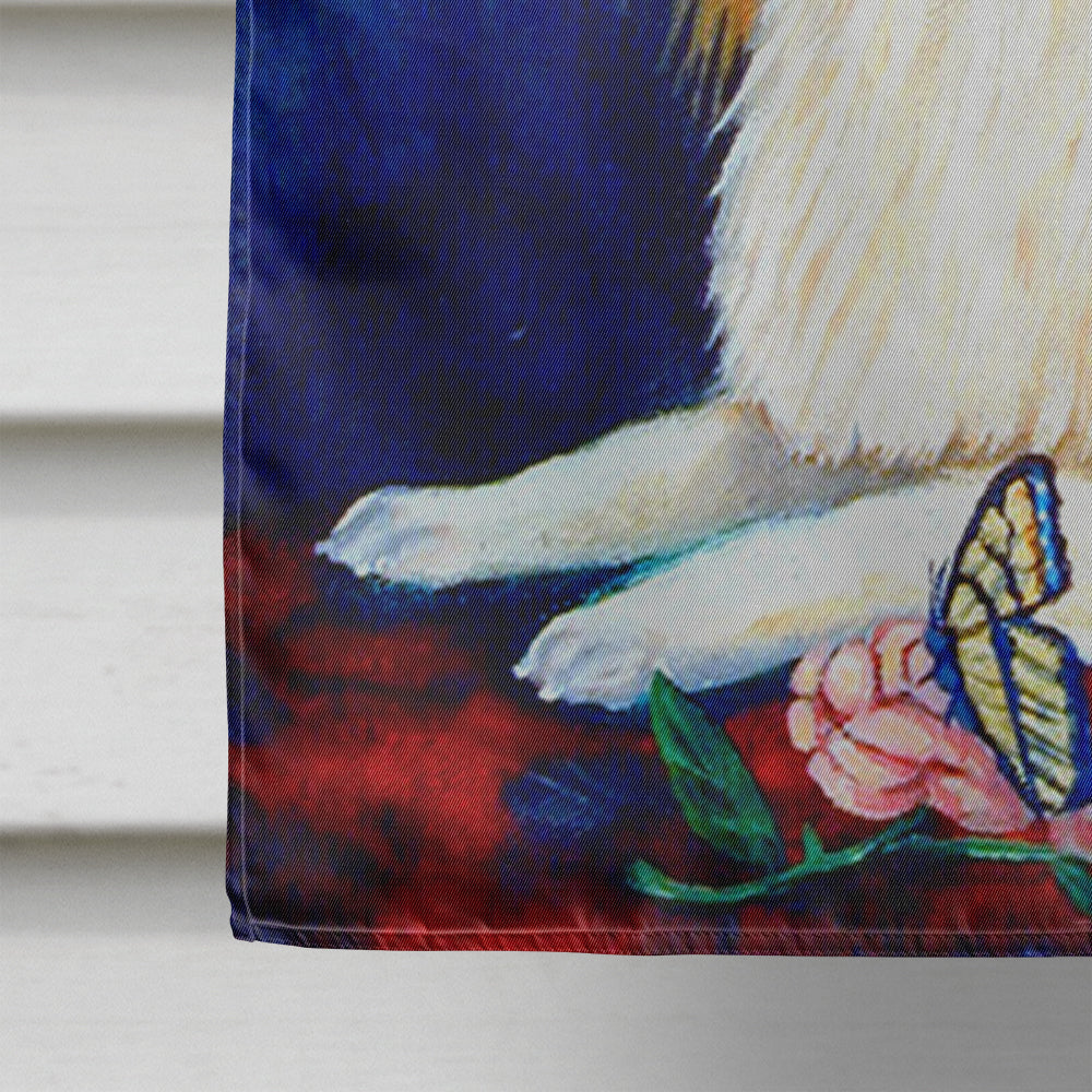 Sable Papillon with a Butterfly and rose Flag Canvas House Size  the-store.com.