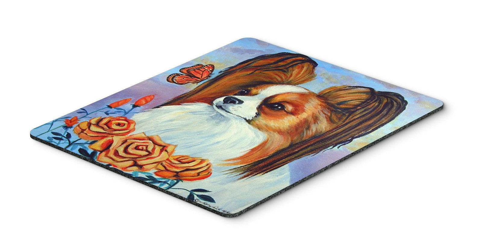 Papillon in the roses Mouse Pad, Hot Pad or Trivet by Caroline's Treasures