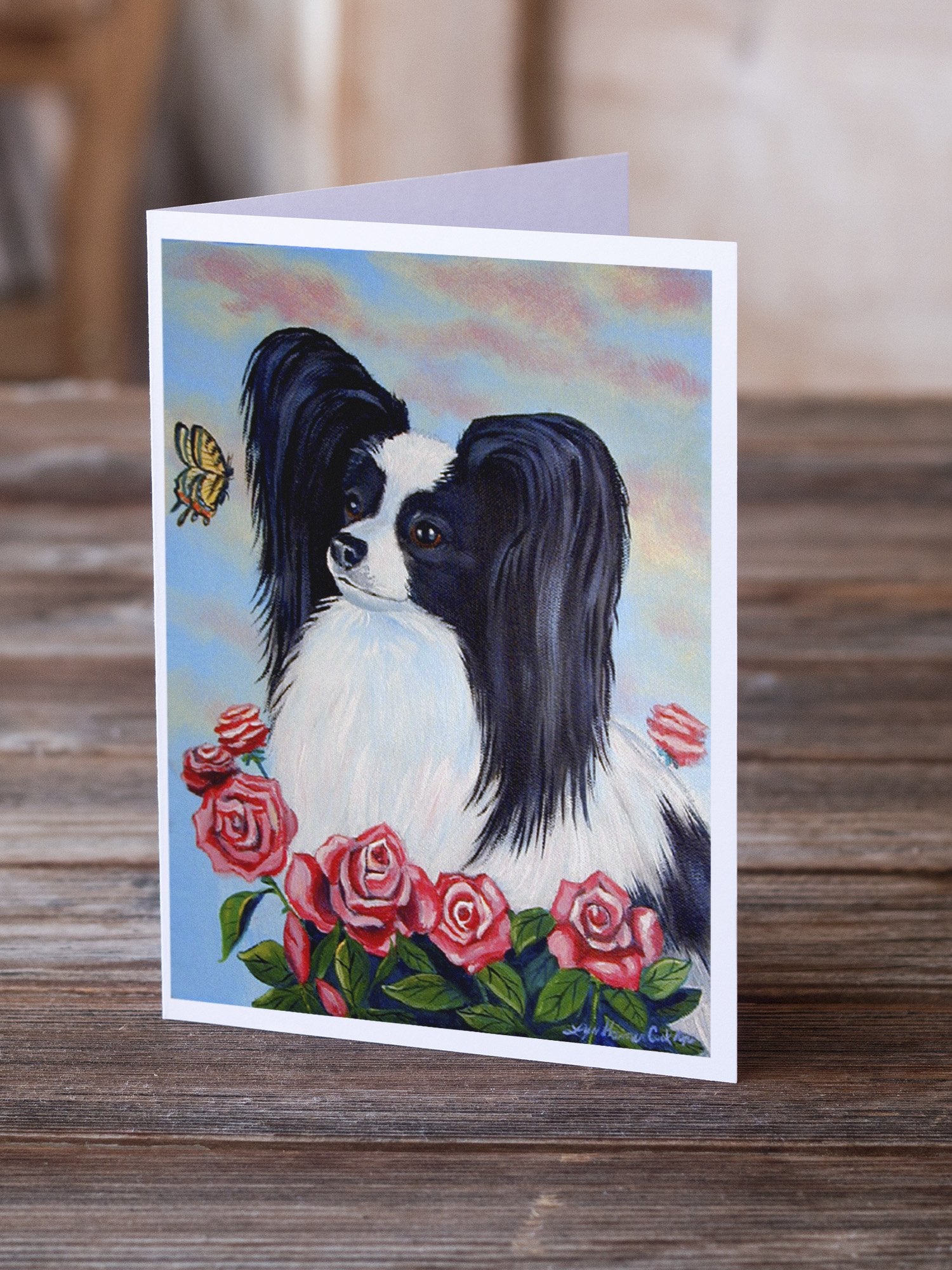 Buy this Papillon Black and White Greeting Cards and Envelopes Pack of 8