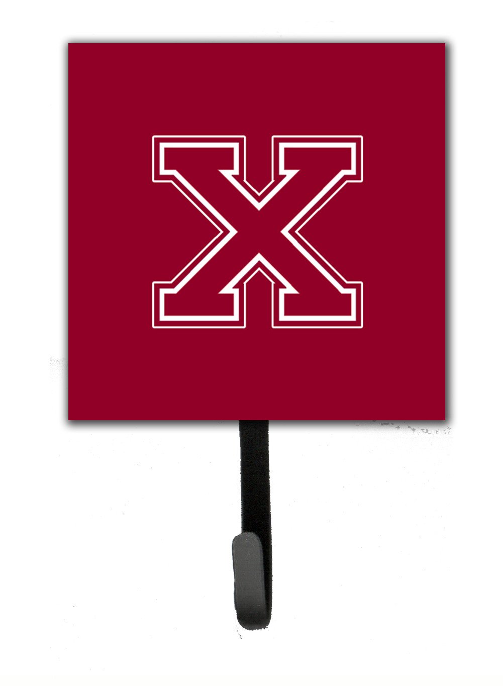 Letter X Initial Monogram - Maroon and White Leash Holder or Key Hook by Caroline's Treasures