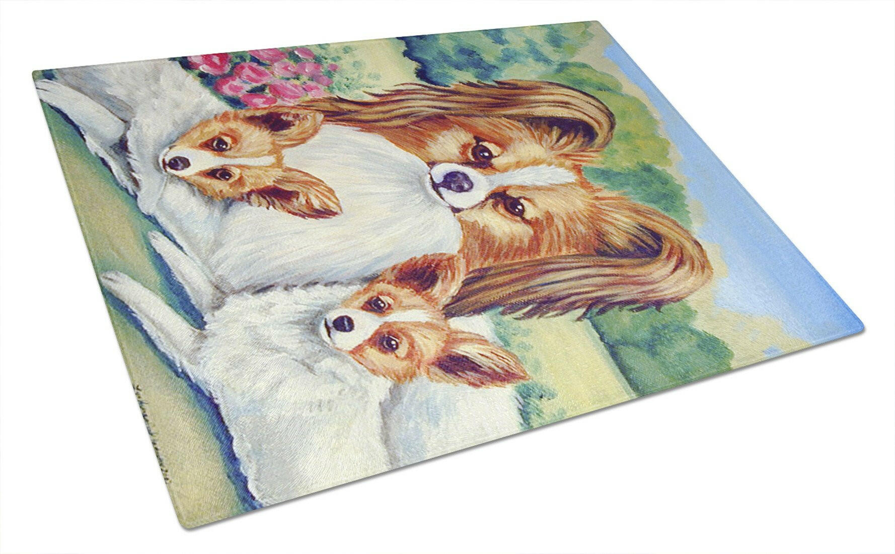 Papillon Momma's Love Glass Cutting Board Large by Caroline's Treasures