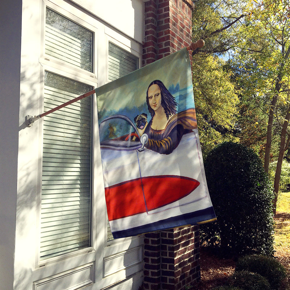 Pug and Mona Lisa Flag Canvas House Size