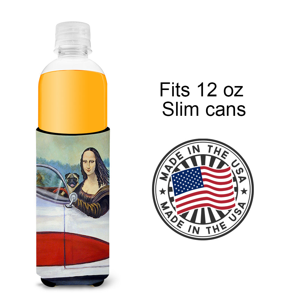 Fawn Pug and Mona Lisa Ultra Beverage Insulators for slim cans 7043MUK  the-store.com.