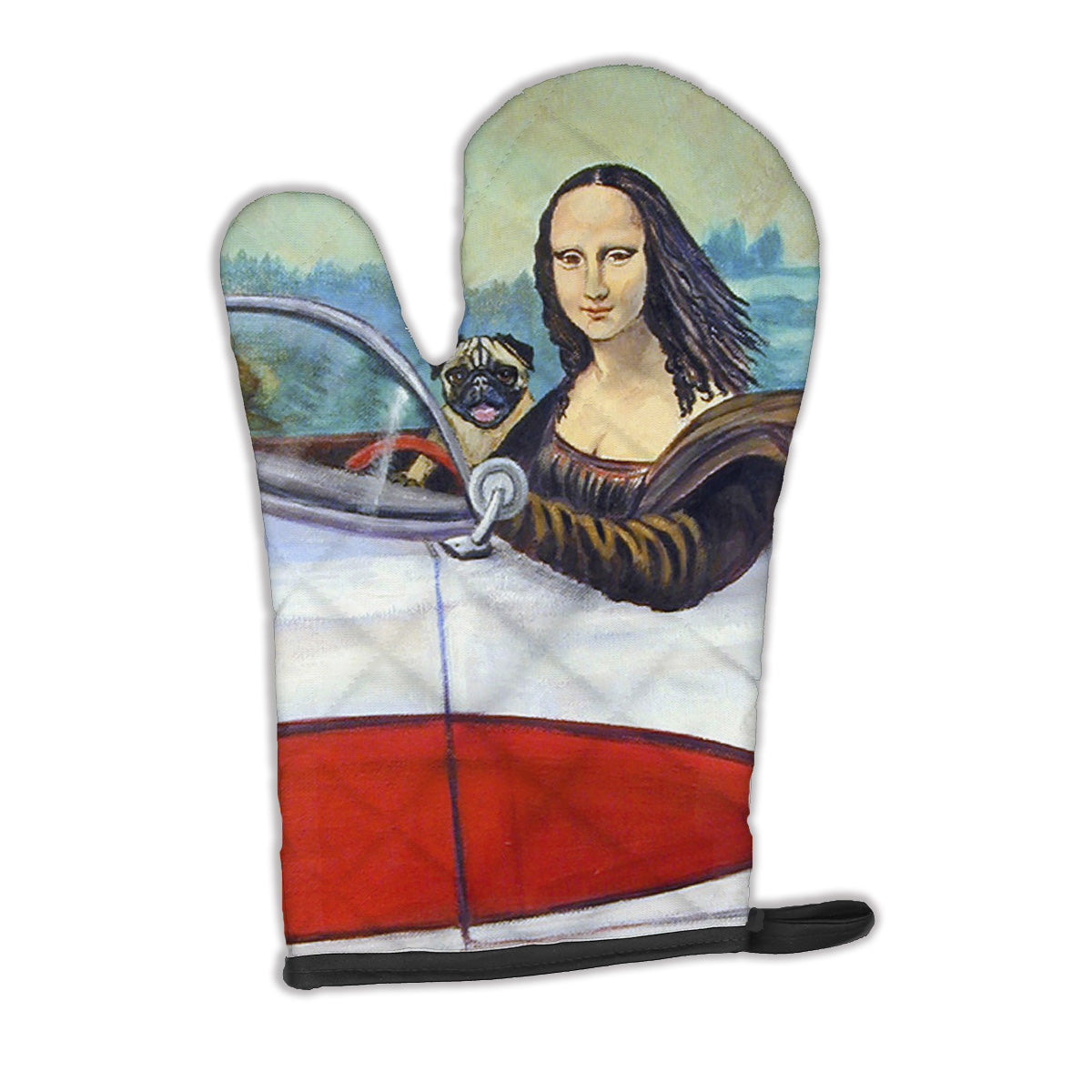 Fawn Pug and Mona Lisa Oven Mitt 7043OVMT  the-store.com.