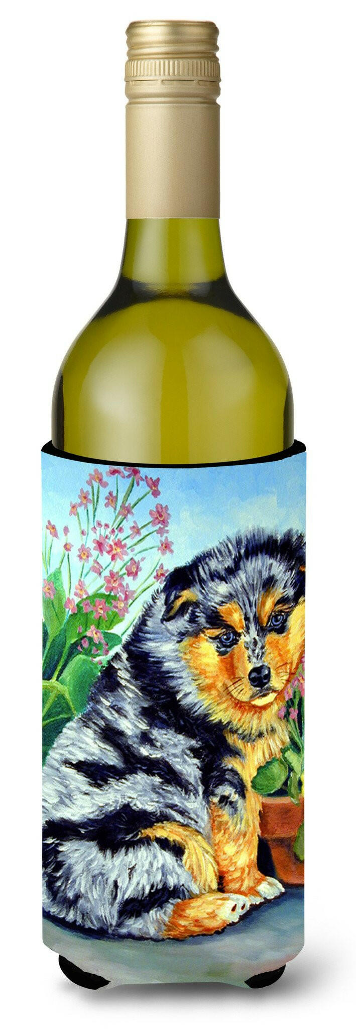 Australian Shepherd Puppy Wine Bottle Beverage Insulator Beverage Insulator Hugger by Caroline's Treasures
