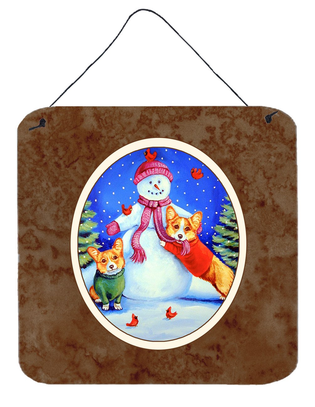 Snowman with Corgi Wall or Door Hanging Prints 7048DS66 by Caroline&#39;s Treasures