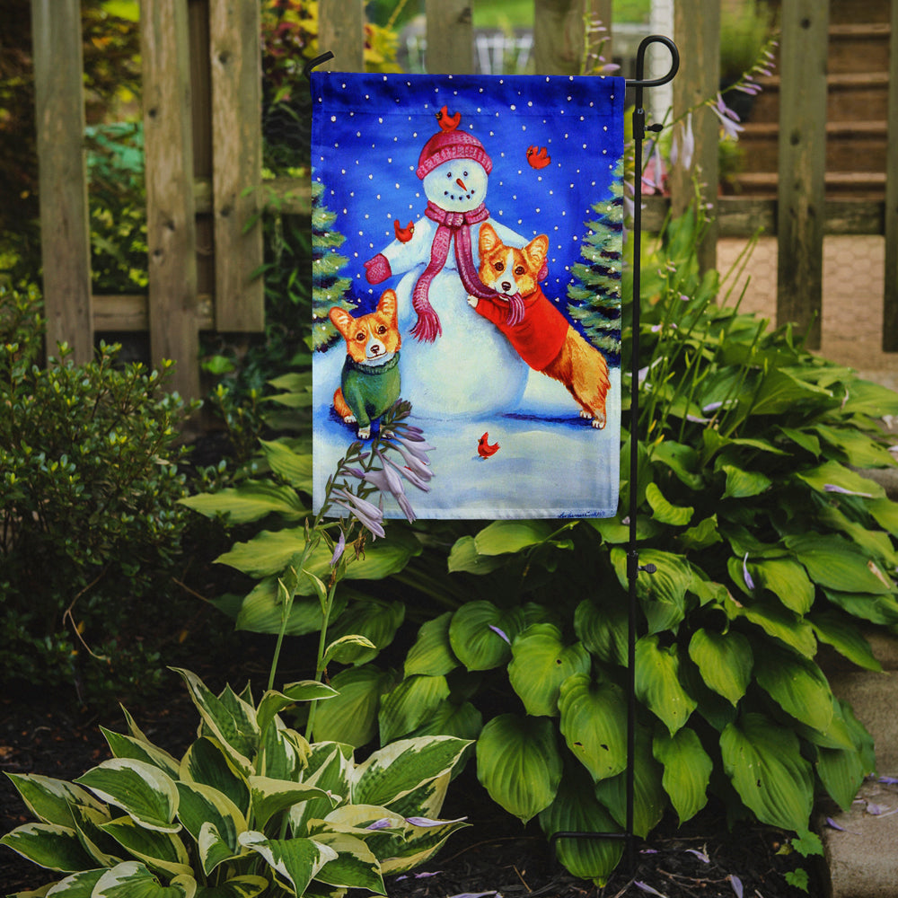 Snowman with Corgi Flag Garden Size.
