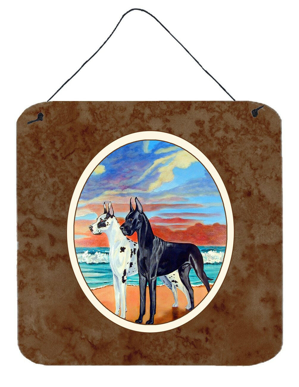 At sunset Great Dane Harlequin and Black Wall or Door Hanging Prints 7051DS66 by Caroline's Treasures
