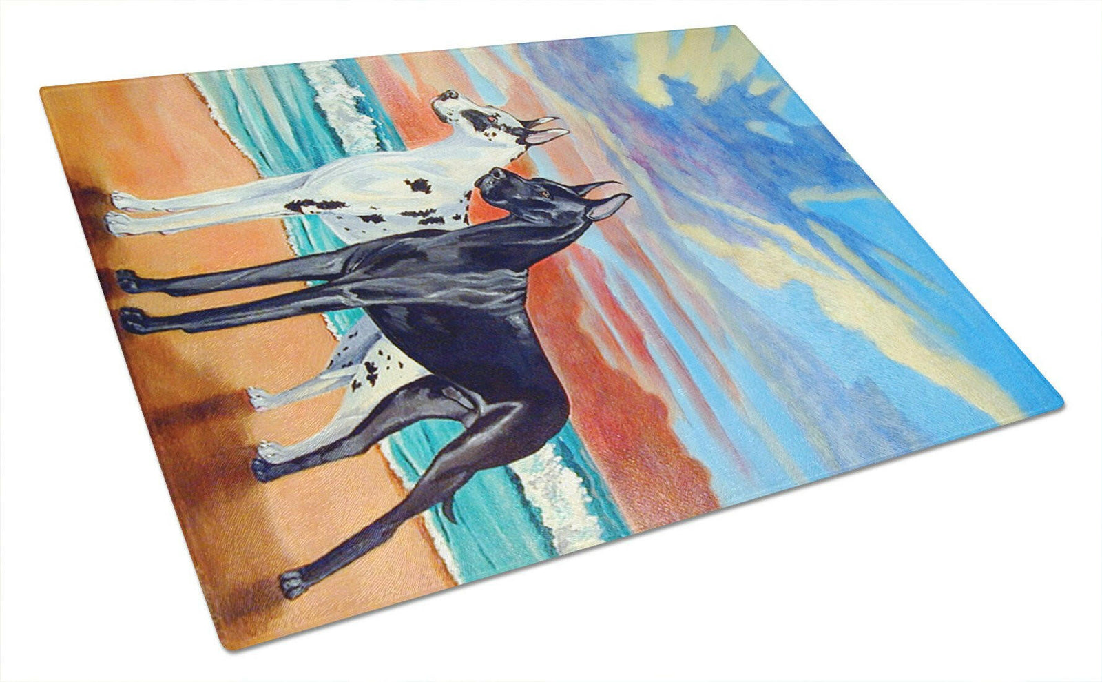 At sunset Great Dane Glass Cutting Board Large by Caroline's Treasures