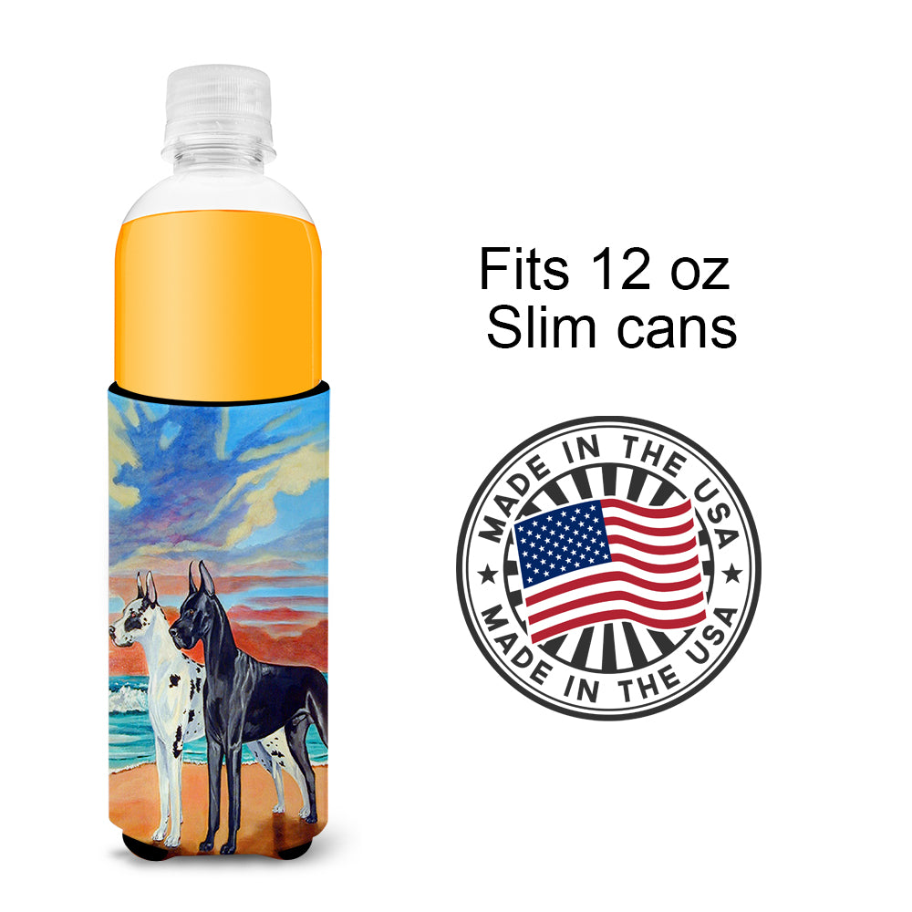 At sunset Great Dane Harlequin and Black Ultra Beverage Insulators for slim cans 7051MUK.