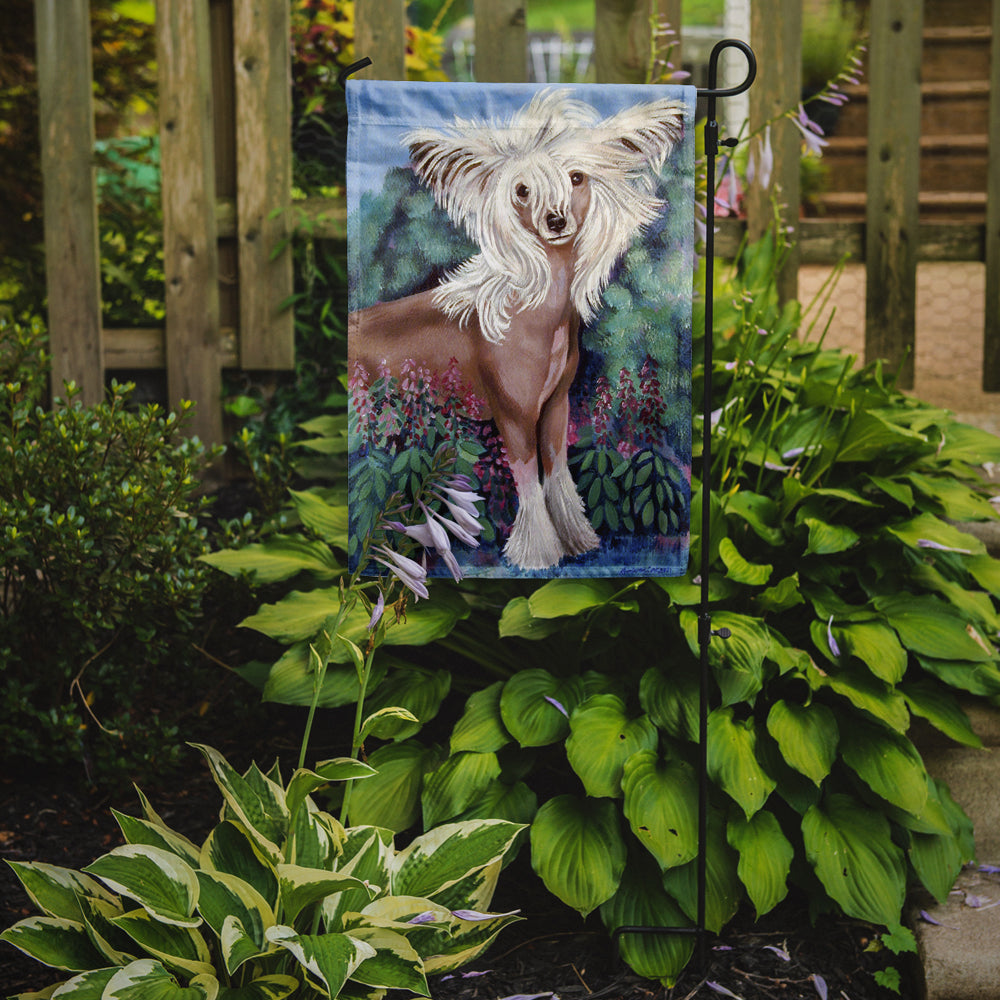Chinese Crested in flowers  Flag Garden Size.