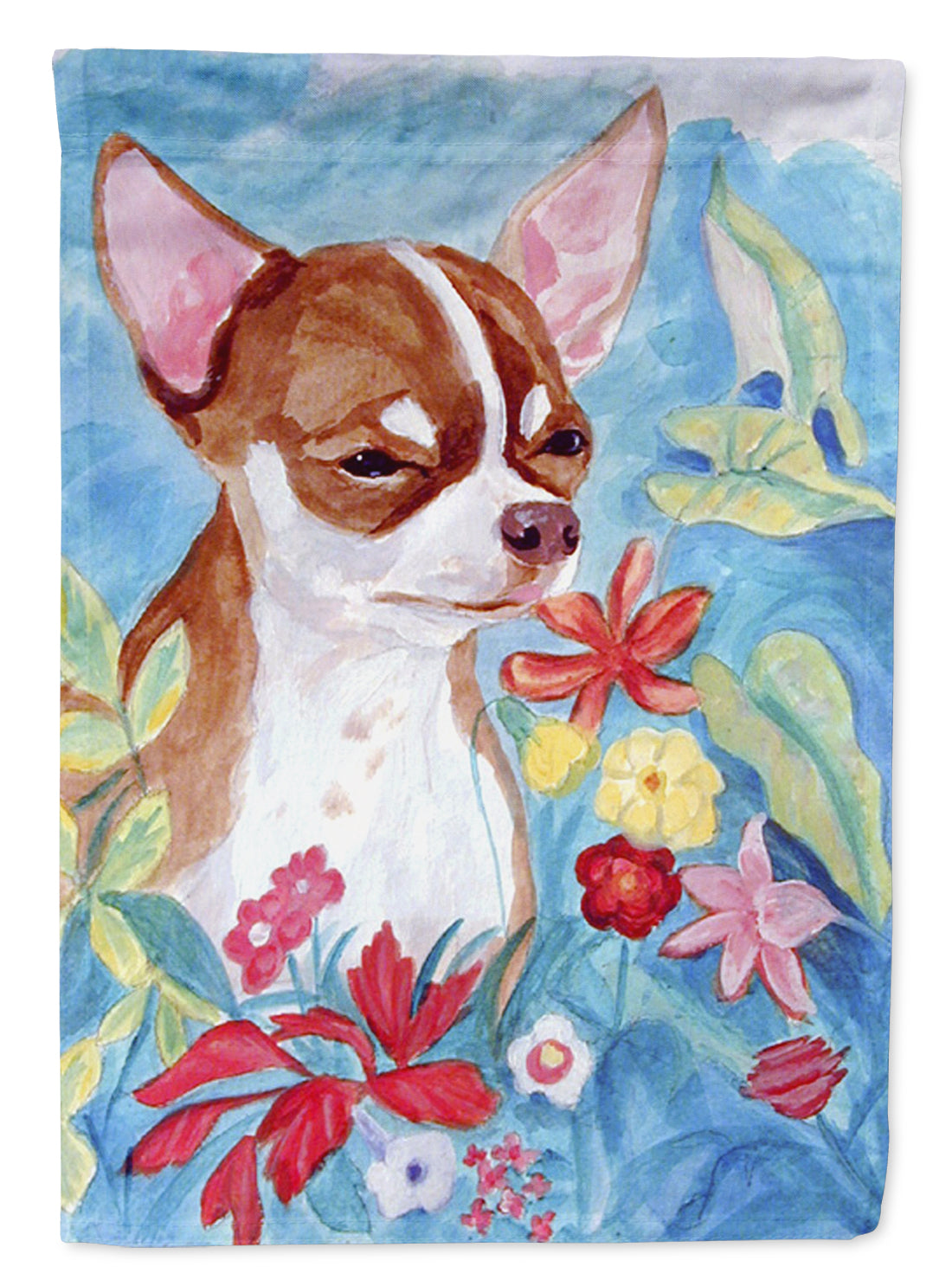 Chihuahua in flowers Flag Garden Size