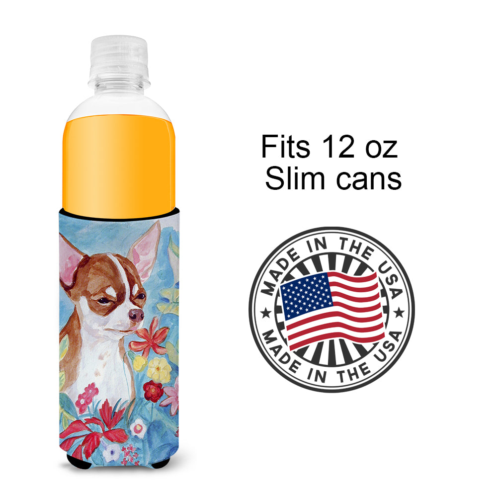 Chihuahua in flowers Ultra Beverage Insulators for slim cans 7053MUK.