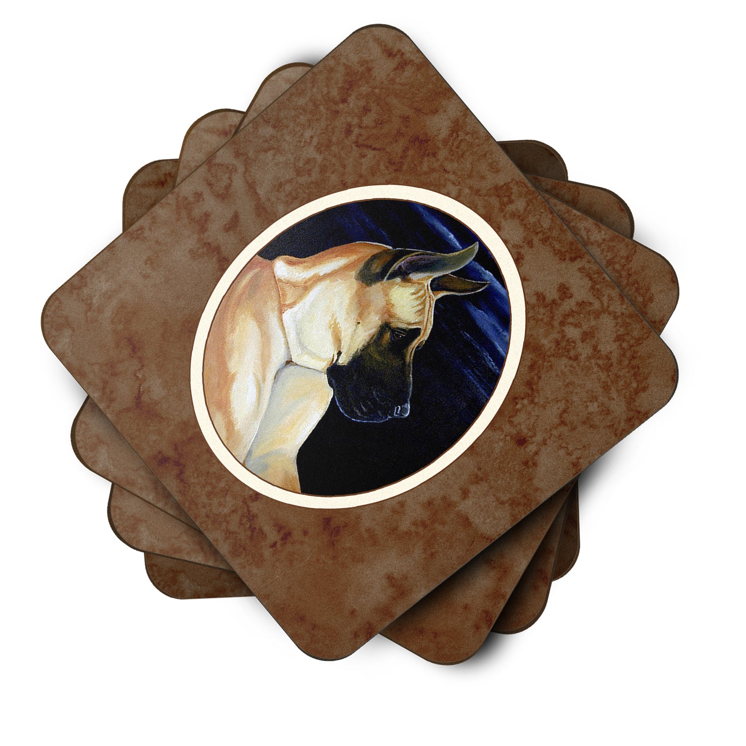 Fawn Great Dane in the Moonlight Foam Coaster Set of 4 7059FC - the-store.com