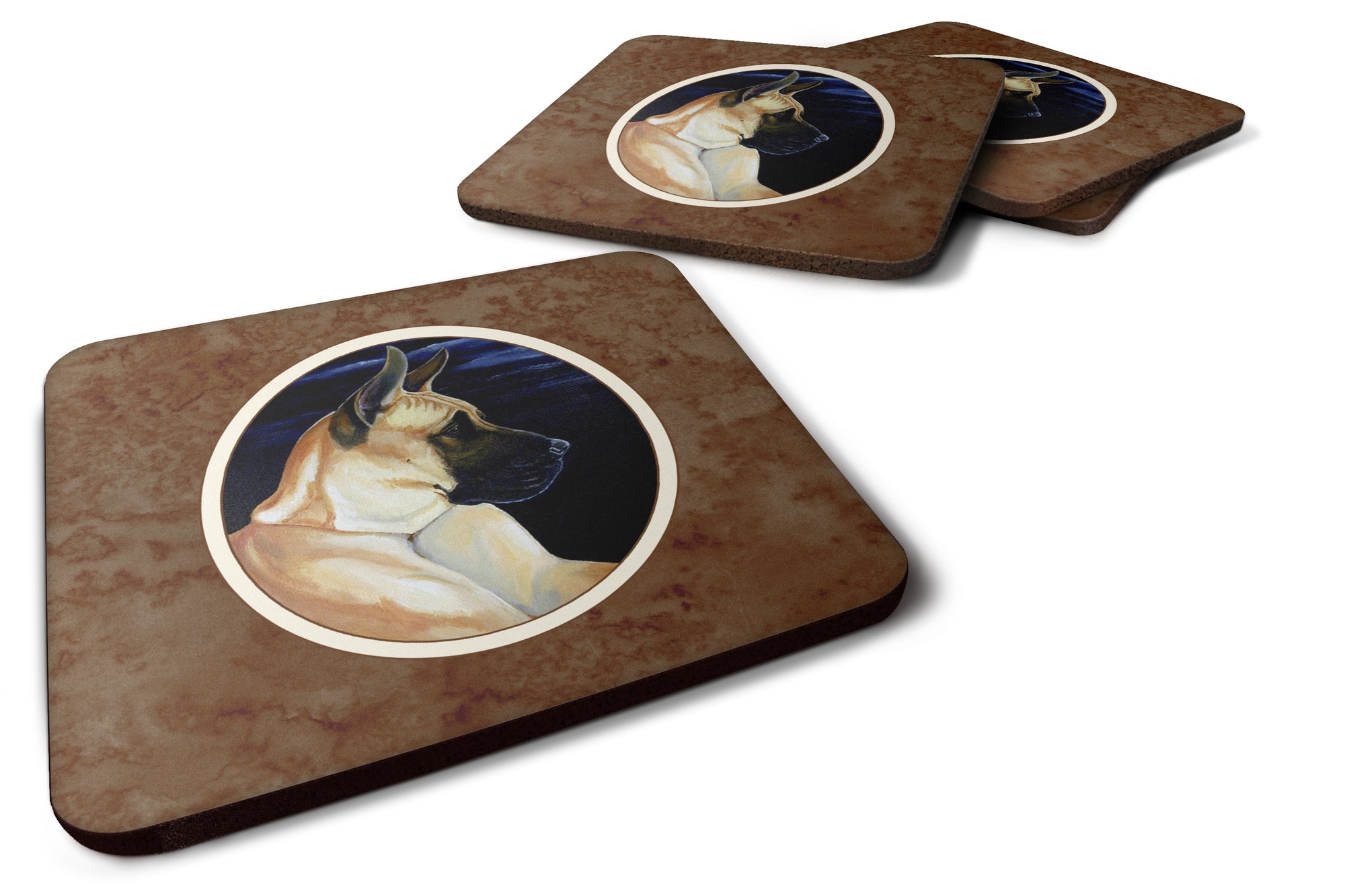 Fawn Great Dane in the Moonlight Foam Coaster Set of 4 7059FC - the-store.com