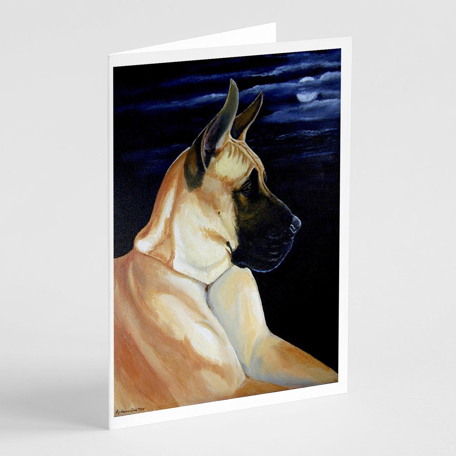 Buy this Fawn Great Dane in the Moonlight  Greeting Cards and Envelopes Pack of 8
