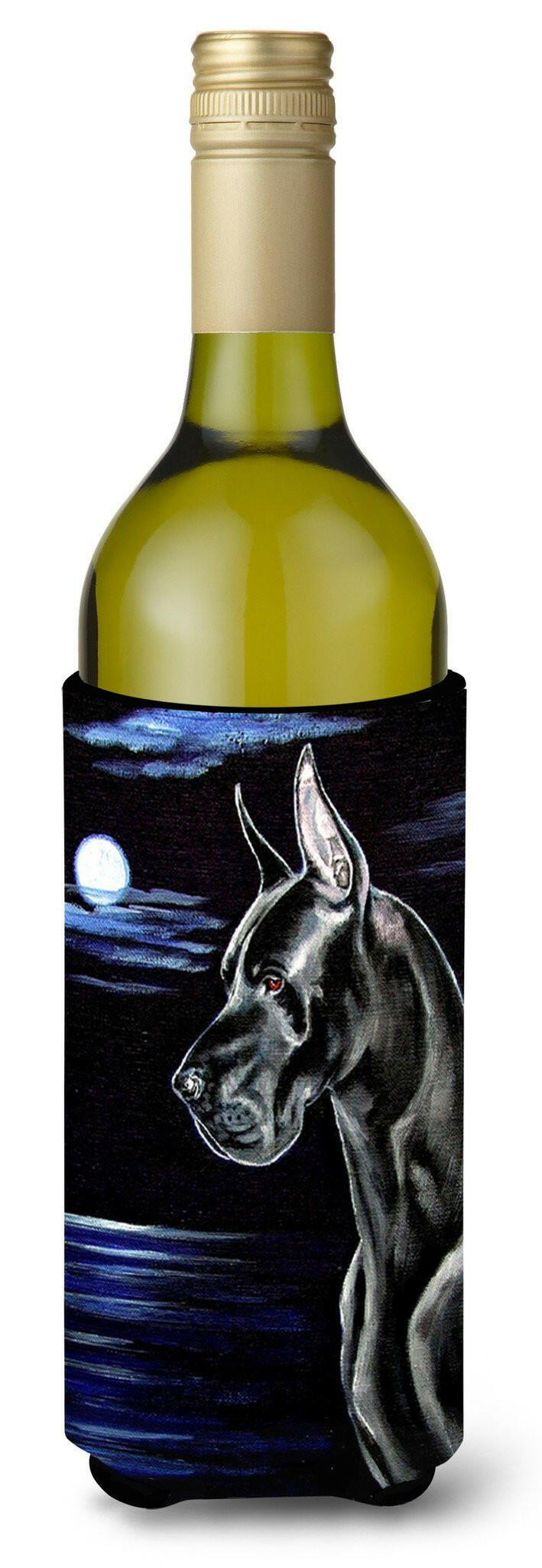 Black Great Dane in the Moonlight Wine Bottle Beverage Insulator Beverage Insulator Hugger by Caroline&#39;s Treasures