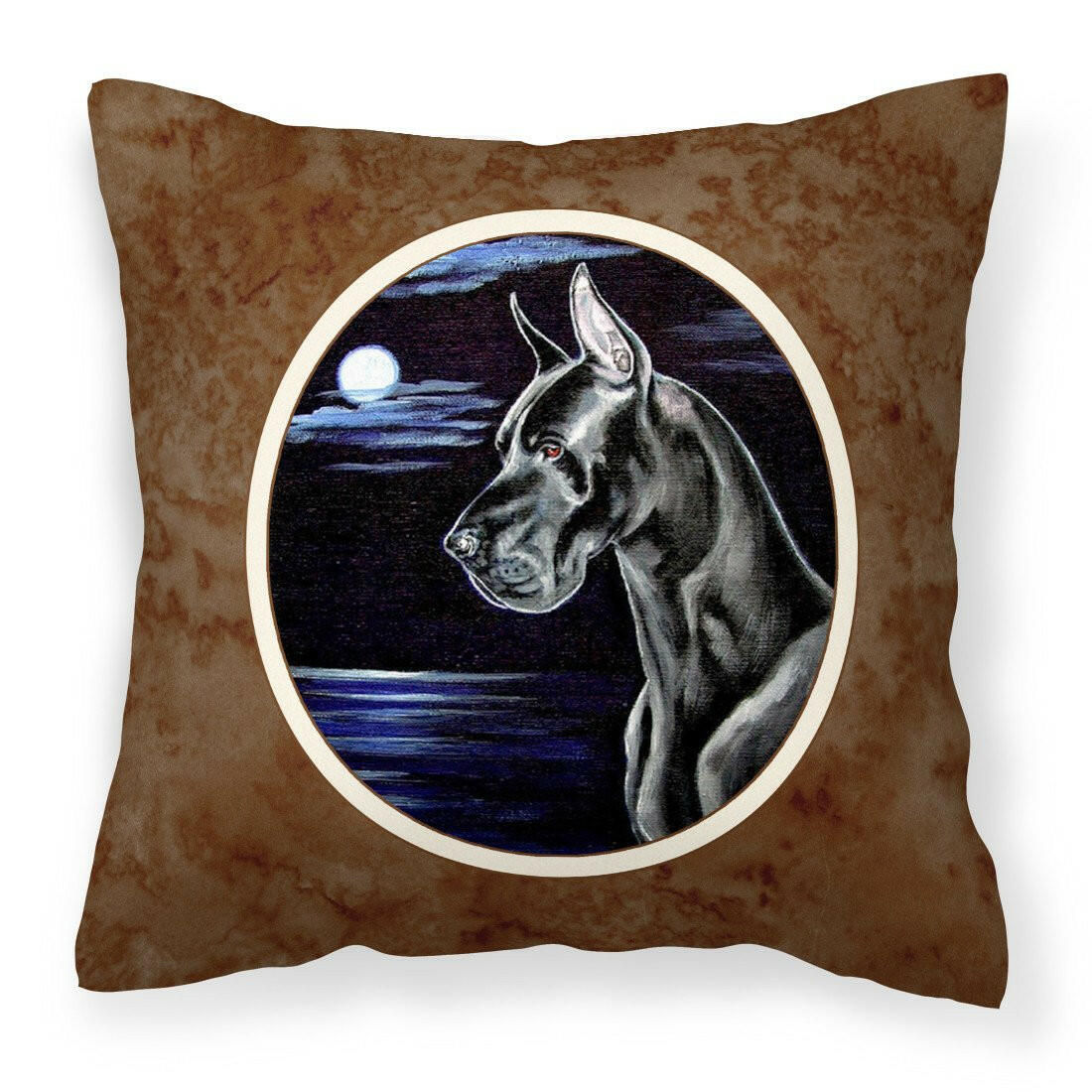 Black Great Dane in the Moonlight Fabric Decorative Pillow 7060PW1414 - the-store.com