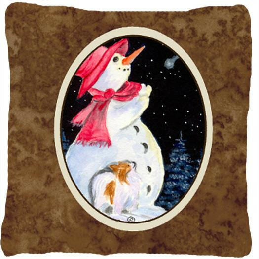 Snowman with Papillon Decorative   Canvas Fabric Pillow by Caroline's Treasures