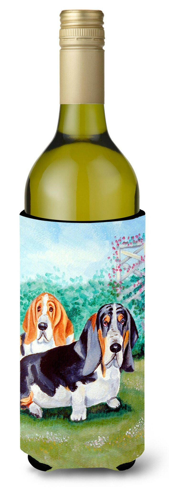 Basset Hound Double Trouble Wine Bottle Beverage Insulator Beverage Insulator Hugger by Caroline&#39;s Treasures