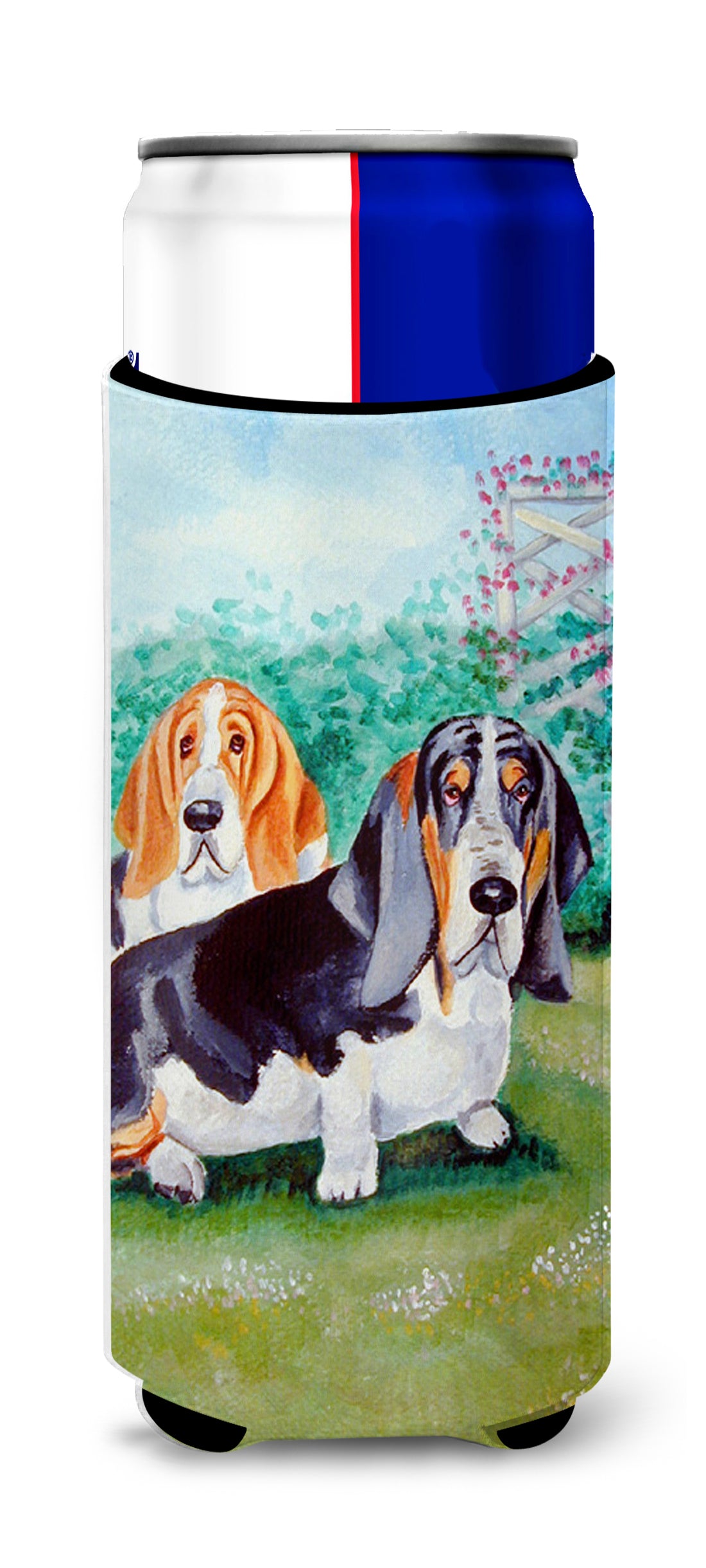 Basset Hound Double Trouble Ultra Beverage Insulators for slim cans 7061MUK