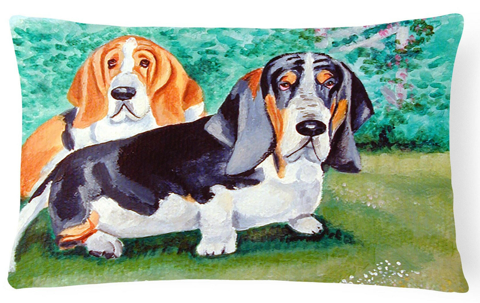 Basset Hound Double Trouble Decorative   Canvas Fabric Pillow by Caroline's Treasures