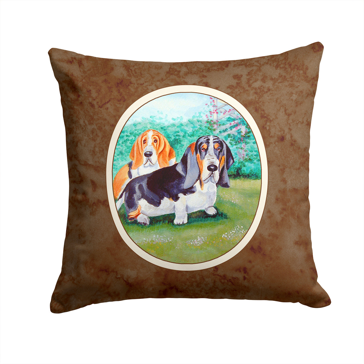 Basset Hound Double Trouble Fabric Decorative Pillow 7061PW1414 - the-store.com