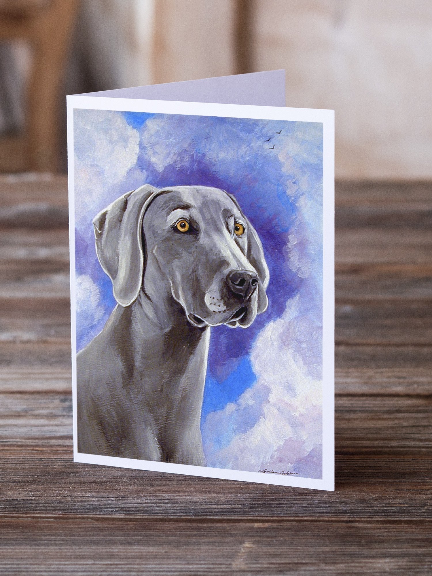Weimaraner Azure Skies  Greeting Cards and Envelopes Pack of 8 - the-store.com