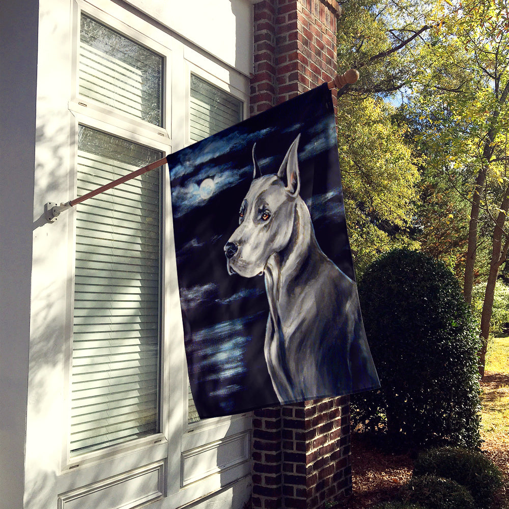 Great Dane in the moonlight Flag Canvas House Size  the-store.com.