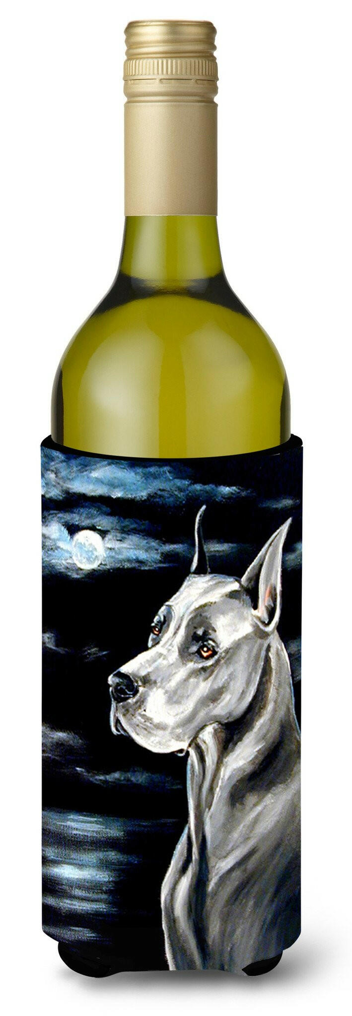 Great Dane Moonlight Wine Bottle Beverage Insulator Beverage Insulator Hugger by Caroline&#39;s Treasures