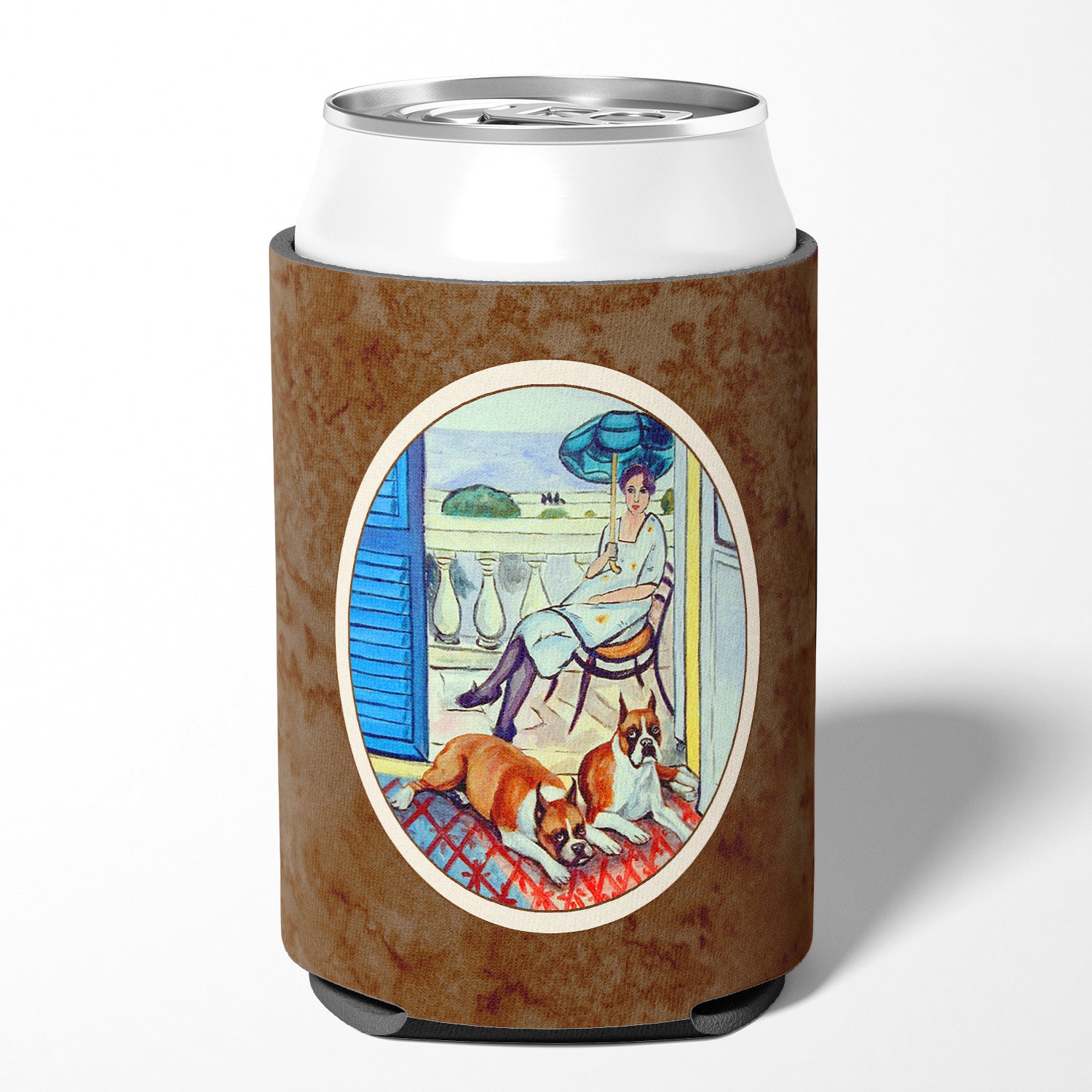 Lady with her Boxer Can or Bottle Hugger 7068CC