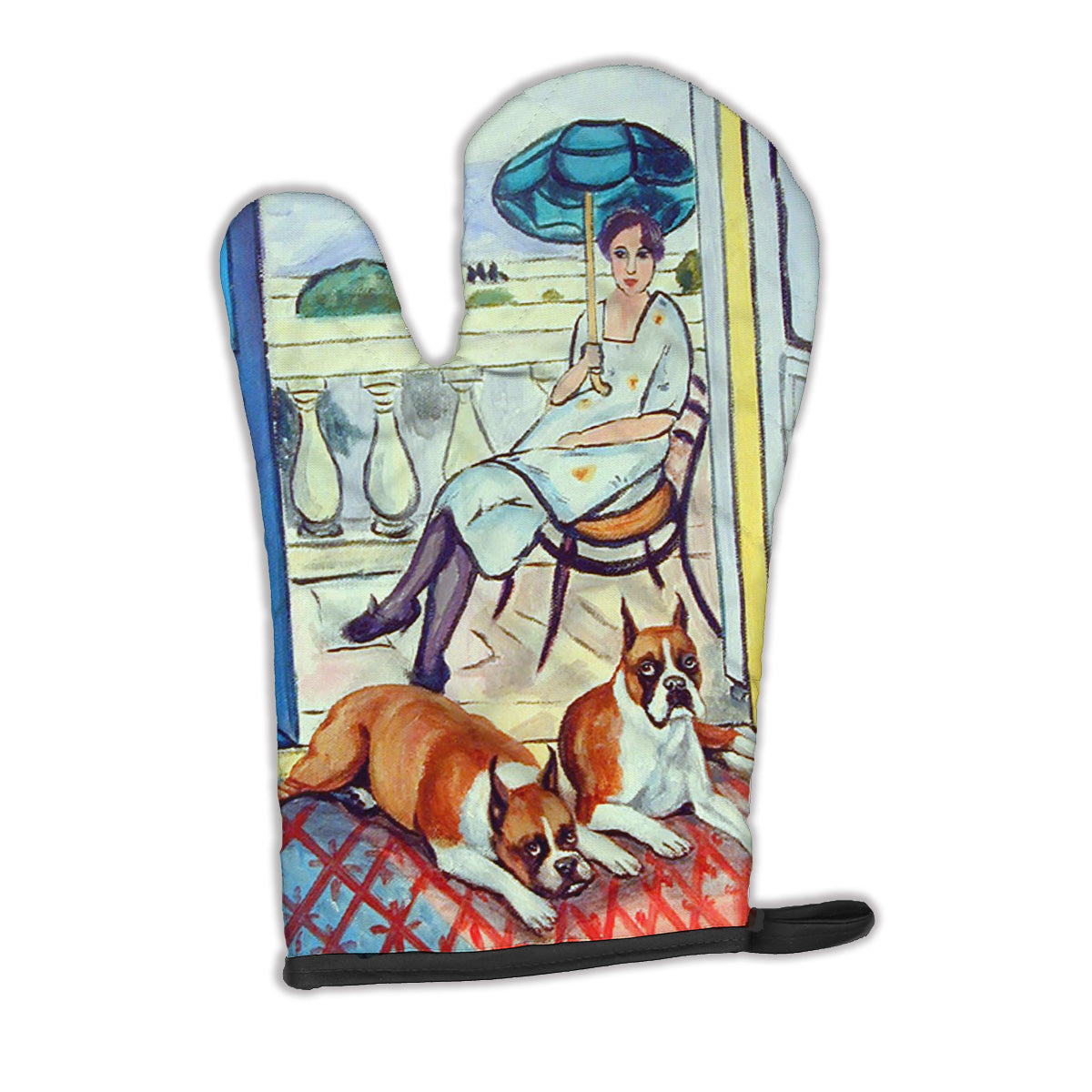Lady with her Boxer Oven Mitt 7068OVMT